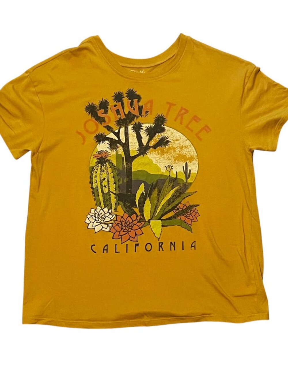 Women's GOLD RUSH Joshua Tree California Graphic Tee T-Shirt Size XL